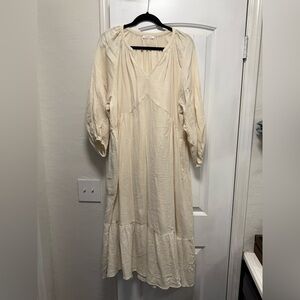Neuflora 100% Cotton Cream Long Sleeve Women's Dress - Easter, Spring, Tradition